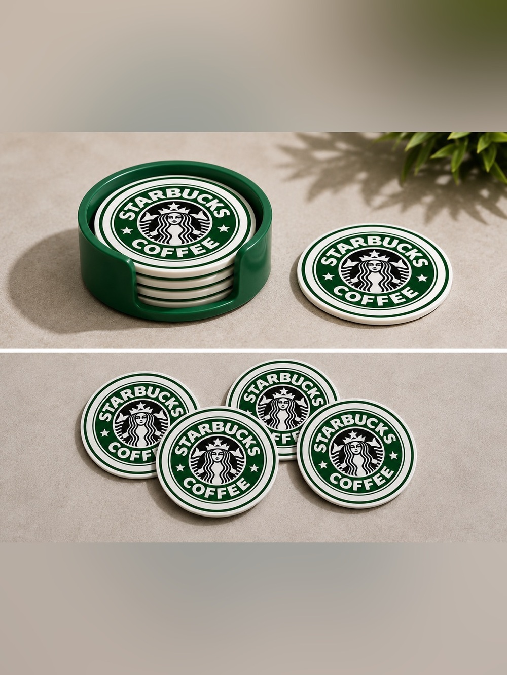 Starbucks Inspired Coaster Set with Holder Set of 4x4” 3D Printed Drink Coasters